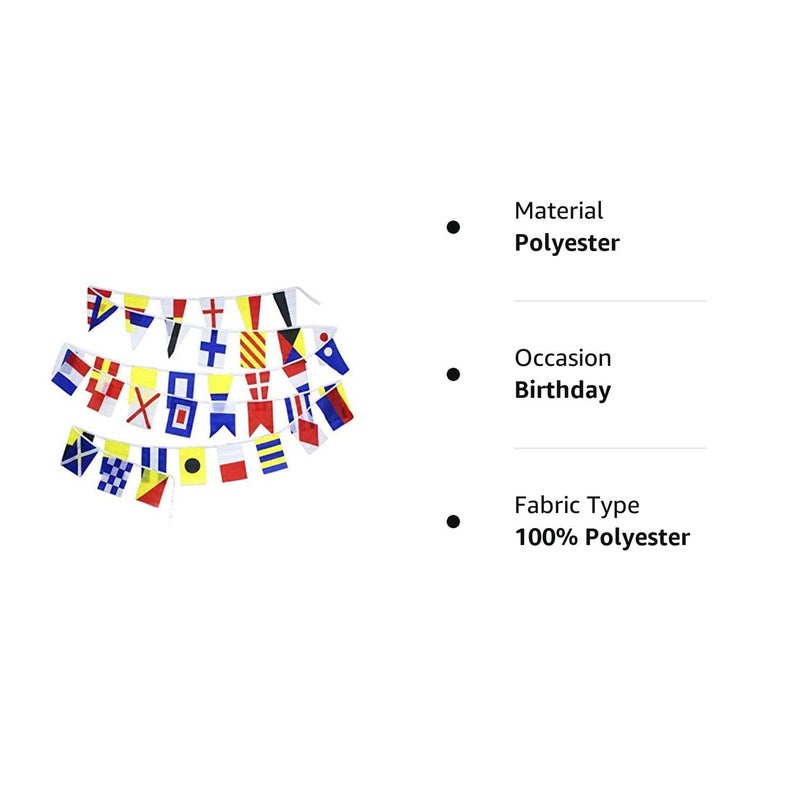 Flaglink International Marine Navy Signal Code Flag Set Of 40 Flags 8x12 inches - Length 40 Fts - Nautical Maritime Boat Ship Vessel Nautical Theme Decoration For Patry - Image 2